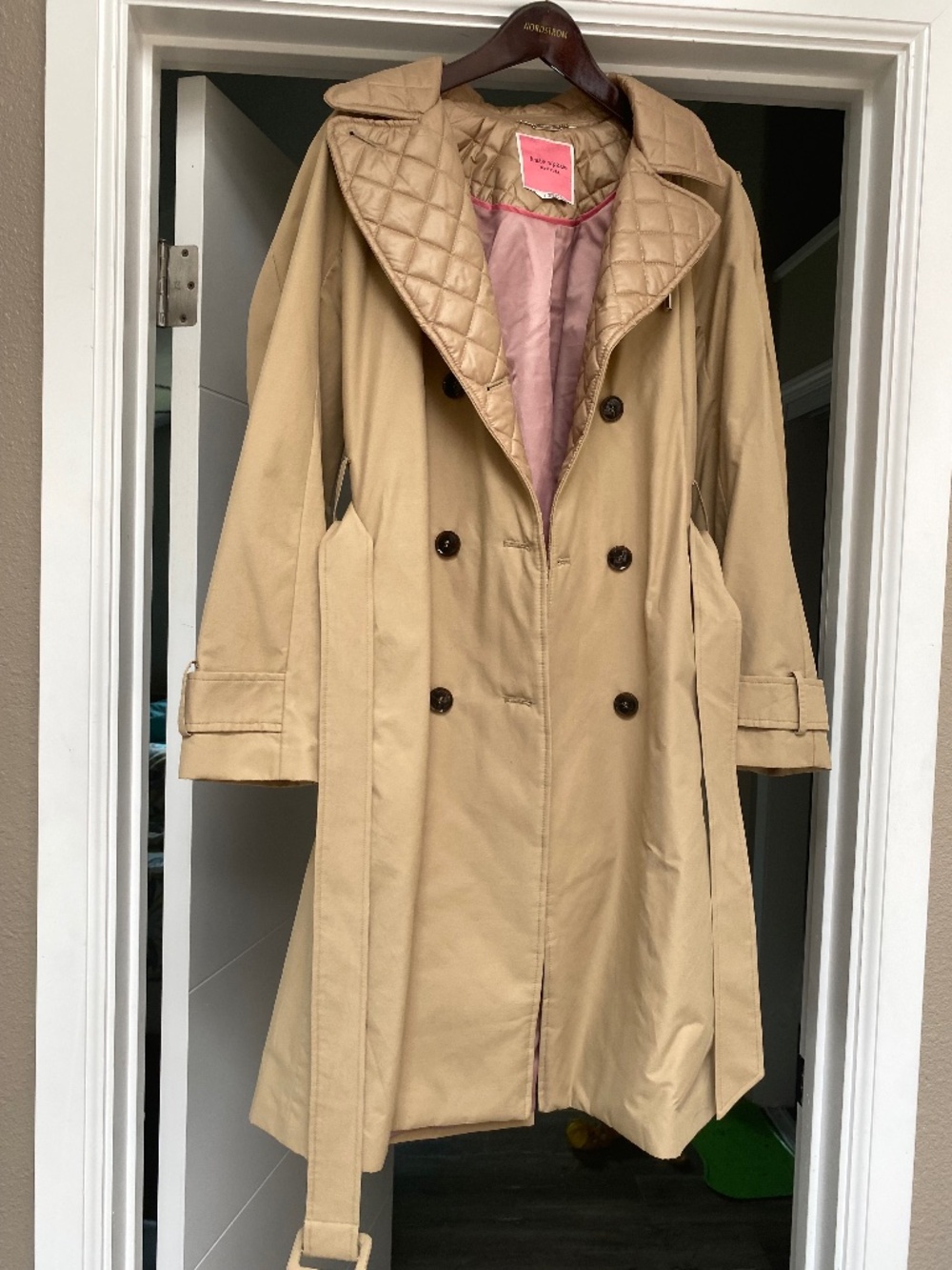Kate Spade tan trench coat with removable hood